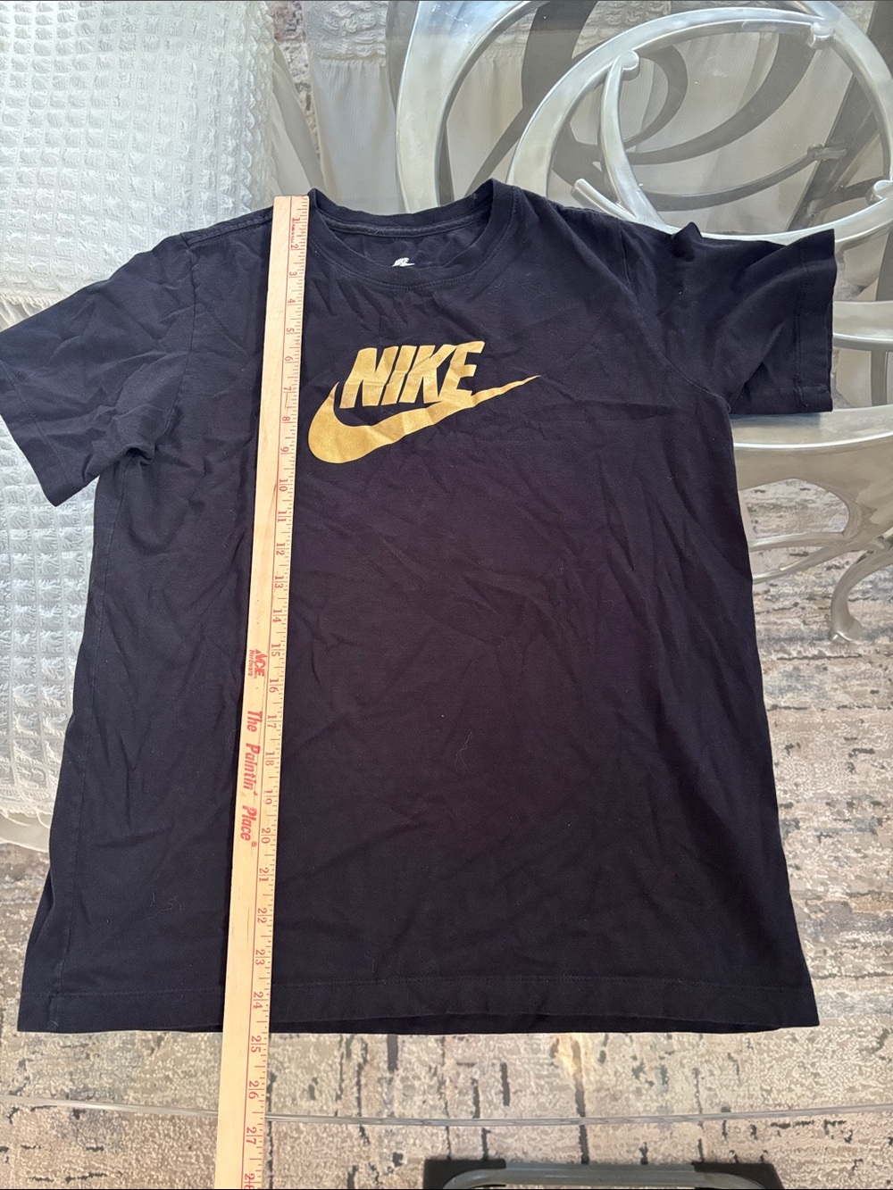 Nike Black Short Sleeve Tee with Gold Swoosh